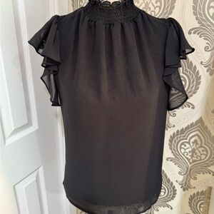STATE Black Blouse with Elegant Ruffle Sleeves